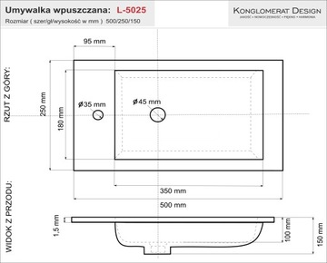 Умывальник 50 Small для ванной, туалета, тонкий край, узкий