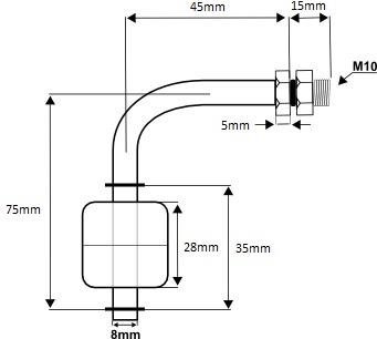 Угловой поплавковый датчик уровня заполнения бака