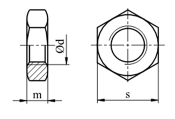 Гайка шестигранная низкая M8 DIN439 MS 5 шт.