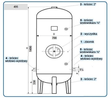 Бак HYDROFOR 500л/495л, Wimest оцинкованный + аксессуары