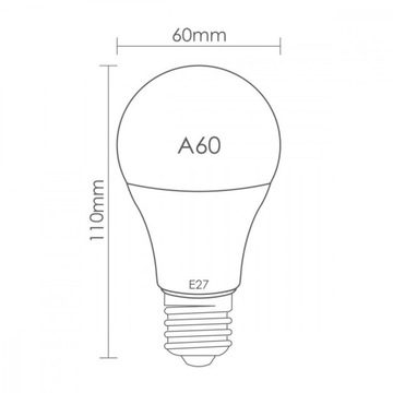 СВЕТОДИОДНАЯ ЛАМПА A60 E27 230В 12Вт = 75ВТ ТЕПЛАЯ 3000К