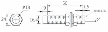 Емкостный датчик приближения M18 PNP NO Sn-8