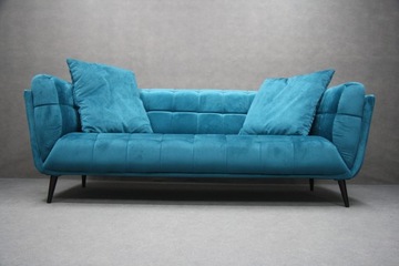 Sofa Turkusowa Kanapa Pikowana RETRO Design Duża