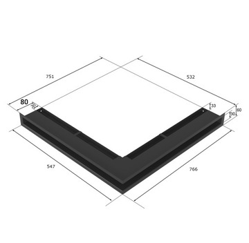 КАМИННАЯ РЕШЕТКА УГЛОВАЯ ЛЮФТ 766x547x60 НАБОР 3 ШТ.