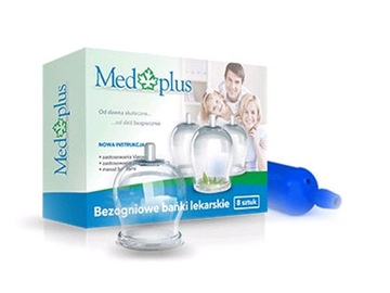 Стаканчики вакуумные безпожарные стеклянные, 8 шт. Med Plus + Помпа.