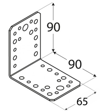 KL4 УГОЛ СТОЛЯРНЫЙ СОЕДИНИТЕЛЬНЫЙ 90x90x65 10 шт.