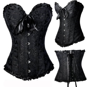 WYSZCZUPLAJĄCY GORSET+STRINGI BIELIZNA SEXY S
