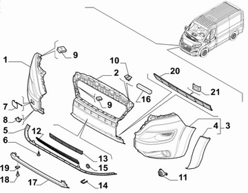 ZAŚLEPKA ZDERZAKA PRZEDNIEGO FIAT DUCATO 14R-