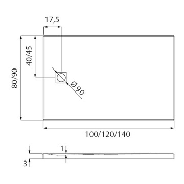 ДУШЕВОЙ ПОДДОН НАПОЛЬНЫЙ КОНГЛОМЕРАТ, СЕРЫЙ 120x80