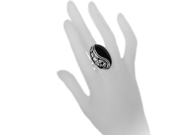 925 Silver Openwork Ring Большое Onyx Onyx R23