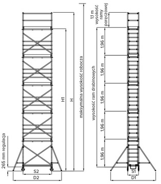 Передвижные алюминиевые леса Drabex высотой 4,15 м, изготовлены