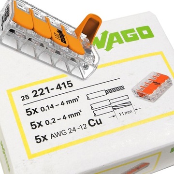 электрический быстроразъемный разъем 5x2,5 WAGO 221-415 25 шт.