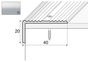 Kątownik aluminiowy A33, 180cm SREBRO 40x20mm