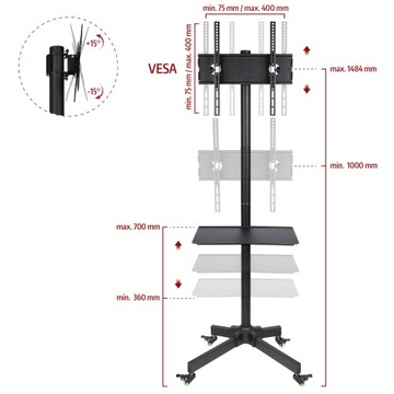 Мобильная подставка для телевизора с диагональю 32–55 дюймов