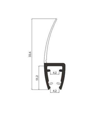 Уплотнитель для душевых кабин 3,5-5мм UK04 длина 10см