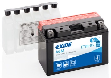 Мотоциклетный аккумулятор Exide ET9B-BS, YT9B-BS