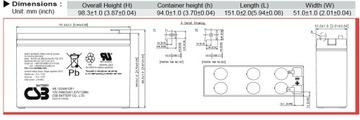 АККУМУЛЯТОР CSB 12V 6.4AH HR1224WF2 Источник питания ИБП FV