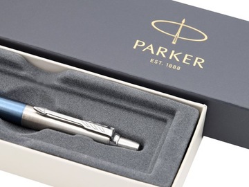 Шариковая ручка Parker Jotter Steel Waterloo Blue, с гравировкой