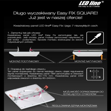 Panel LEDline EasyFix 12W 850lm 2700K ciepły kwadr