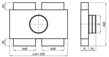 Распределительная коробка fi125 150 200/4x150x50