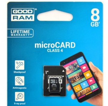 GOODRAM microSD 8 ГБ C4, 1 адаптер