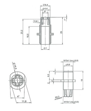 Ниппель Кабельный фиксатор M10 для розетки E27 E14