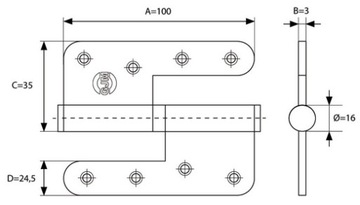 ПЕТЛЯ ДВЕРНАЯ РАЗЪЕМНАЯ НЕРЖАВЕЮЩАЯ 100X86 ПРАВАЯ