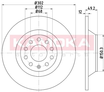 2x kamoka диск тормозная audi a6 04- зад 103261 фото №1