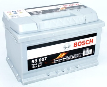 Аккумулятор bosch серебро s5007 74ah 750a правый+, фото