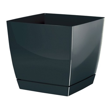 Small flowerpot з stand 10x9cm square graphite, фото