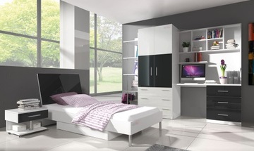 Furniture youth raj 3 mini - з bed 1 body - black gloss, фото