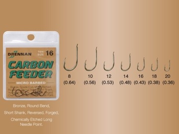 Drennan hooks carbon feeder number 12 10 pieces, фото