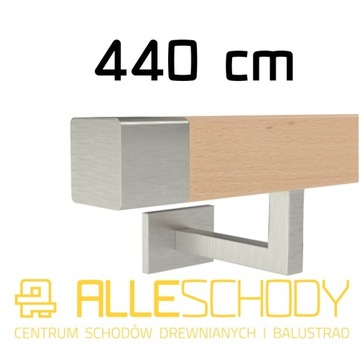 Handrail wall-mounted wooden 40x40 270cm beech color, фото