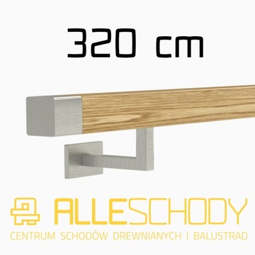 Handrail wall-mounted wooden 40x40 320cm oak color, фото