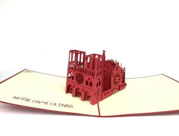 Cathedral notre dame card 3-door souvenir invitation for a gift acknowledgments wow, фото