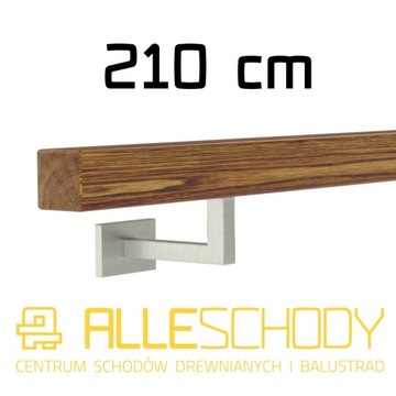 Handrail wall-mounted wooden 40x40 210cm oak color, фото