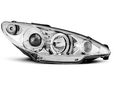 Фонаря перед peugeot 206 02- хром led подсветка angel глазки, фото
