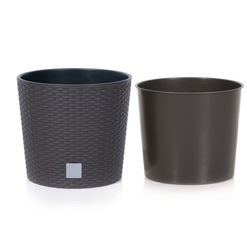 Great flowerpot+liner rattan 40x38cm flowerpot round, фото