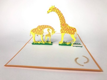 Family giraffes, card 3-door, animals, mother's day, фото