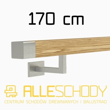 Handrail wall-mounted wooden 40x40 170cm oak color, фото