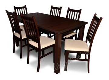 Stand 150/ 190 - 80+ 6 chairs borys walnut oak, фото