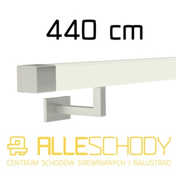 Handrail wall-mounted wooden 40x40 440cm white inox, фото