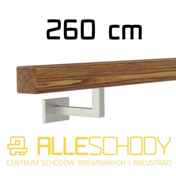 Handrail wall-mounted wooden 40x40 260cm oak color, фото