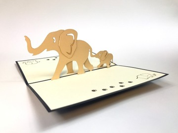 Family sloni card 3-door mother's day mother's day father for a gift zoo birthday children, фото