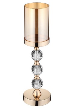 Candlestick glass lantern glamor 3 crystal. golden, фото