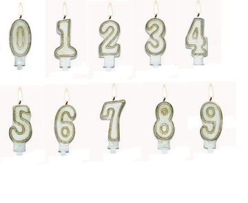 Свеча с цифрами блеск день рождения 0-9 лет злотый