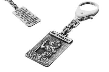 Срібний брелок Святого Христофора з молитвою водія