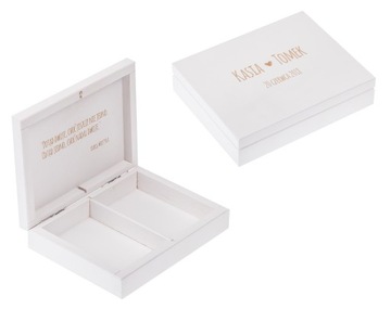 Біла коробка для обручок весільний гравер імена цитата