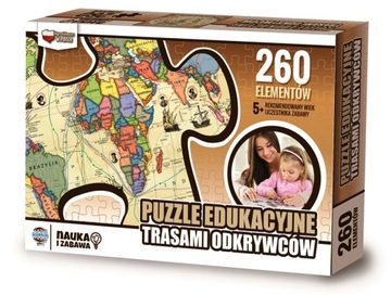 PUZZLE EDUKACYJNE TRASAMI ODKRYWCÓW 260 EL 60x40cm