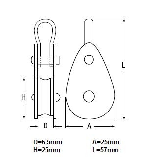 BLOCZEK Z KAUSZĄ NIERDZEWNY ROLKA 25MM NYLONOWA